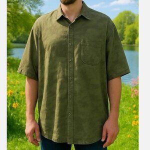 Foundry Supply Co Men’s 2XLT Camo Button-Down Shirt Olive Green Tall